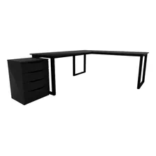  Mesa De Canto Home Office C/ Gaveteiro Retrô