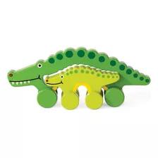 Jack Rabbit Creations Wooden Push Mommy Y Baby Alligator Toy