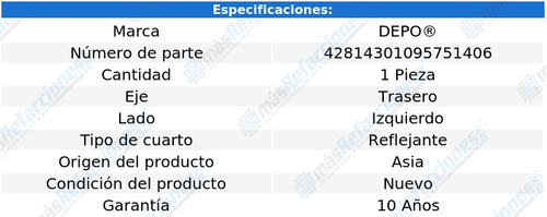 Cuarto Reflejante Trasero Mercedez Sprinter 2007 - 2017 Izq Foto 4