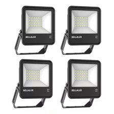 Reflector Led Bellalux 30w Luz Calída Exterior Pack X 4 Color De La Carcasa Negro Color De La Luz Blanco Cálido