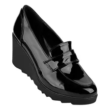 Zapatilla Cuña Mujer Negro Tipo Charol Stfashion 00303709