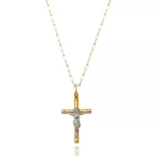 Corrente Cartie 70cm Com Pingente Cruz Crucifixo Em Ouro 18k