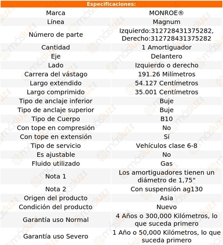 (1) Amortiguador Del Magnum Gas Der O Izq T800 11/16 Foto 2