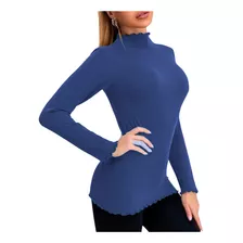 Blusa Manga Larga Cuello Alto Mujer