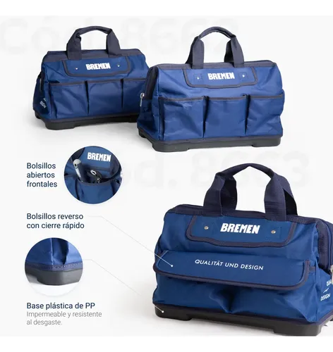 Bolso Porta Herramientas Bremen Cerrado 18 Base Plastic 8663 Azul