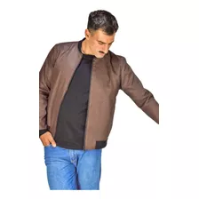 Campera Engomada Bomber De Hombre Color Tostado