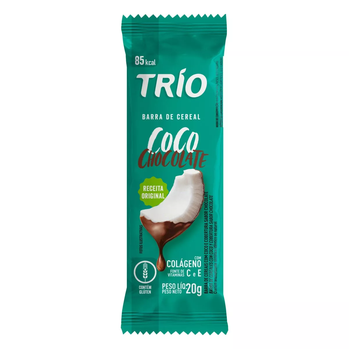 Barra De Cereal Coco Cobertura Chocolate Trío Pacote 20g