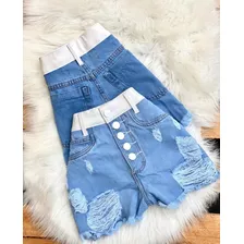 Short Jeans Mom Botões Hot Pant Destroyed Feminino Lindo