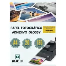 Papel Fotográfico Adhesivo Brillante 135gr A4 20 Hojas Pgc