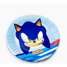 Platos Sonic X 8 U 18 Cm Polipapel Cumpleaños Cotillon