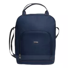 Bolsa Tipo Mochila Para Laptop Marca Natura Azul Marino, Tela Resistente