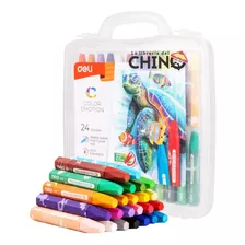 Crayones Oleo Al Pastel Deli X24 Colores En Estuche Rigido