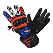 Luva Forza Reverb Couro Racing Pró - Black Blue Red White 