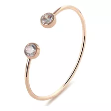 Pulseira Feminina Ponto De Luz Banhada A Ouro Aço Inoxidável Cor Rosa Diâmetro 6.5 Cm