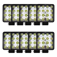 10 Farol Milha 16 Led 48w 12v24v Quadrado Off Road Universal