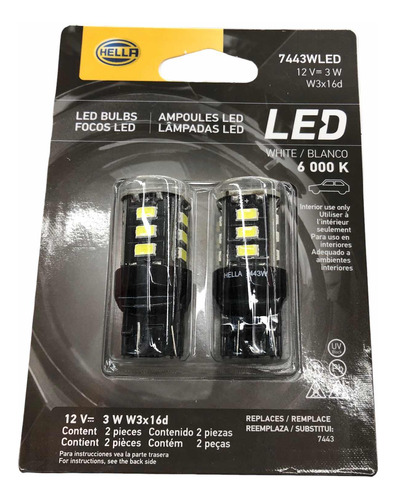 Set 2x Foco Hella 12v W3x16d 7443w 3w Led 6000k Honda Toyota Foto 8