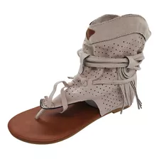 Sandalias Con Borlas Estilo Bohemio Woretro Romano Play Shoe