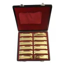 Kit Armónicas Swan Oro Bluseras 12 Tonos En Estuche Rígido!!