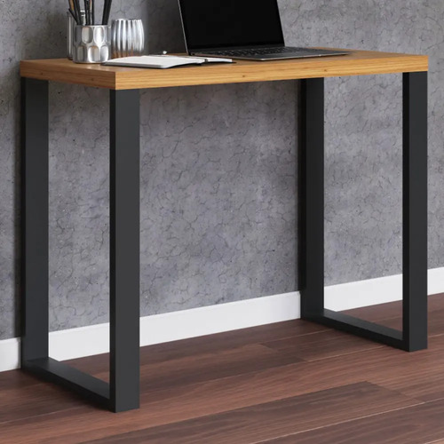 Mesa Escrivaninha Industrial 100% Mdf Freijó/preto Fosco Freijó/preto Fosco Indústrial