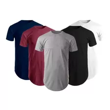 Kit Com 5 Camisas Blusas Masculinas Long Line Oversize Swag
