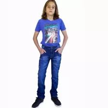 Calça Masculina Infanto Juvenil Tradicional Jeans C. Licra 1