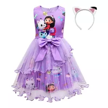 Vestido De Princesa Gabby Dollhouse Para Niñas Disfraz De Tulle Tutu Fiesta Cumpleaños Vestido De Princesa