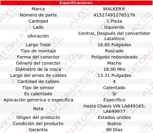 Sensor O2 Central, Despus Cc Izq F-pace V6 3.0l 17-20 Foto 6