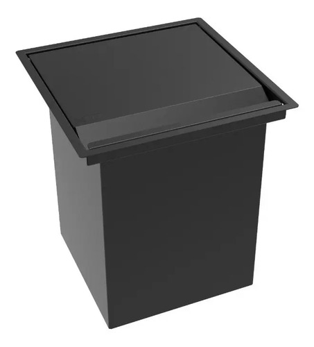 Lixeira Quadrada Pintada Preto 9,3 L Para Bancada Preto