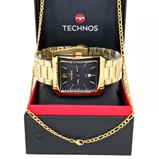 Relógio Technos Masculino Quadrado Aço Dourado 2115kobs/1p