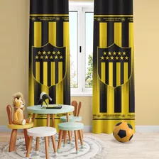 Set De Cortinas 2 Paños Peñarol Color Amarillo