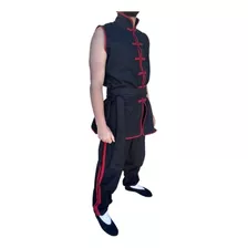 Colete Preto E Vermelho De Kung Fu 