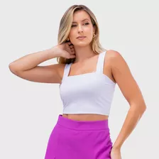 Promoção Cropped Top Alça Grossa Branco - Suplex Light 