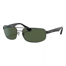 Óculos De Sol Polarizados Ray-ban Rb3445 Large Armação De Metal Cor Polished Black, Lente Green De Cristal Clássica, Haste Black De Metal