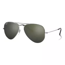 Óculos De Sol Ray-ban Aviator Classic Standard Armação De Metal Cor Polished Grey, Lente Green De Cristal Clássica, Haste Polished Grey De Metal - Rb3025