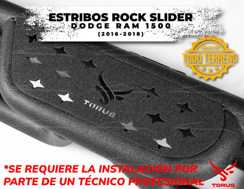 Estribos Acero Rock Slider Ram 1500 Doble Cabina 16-18 Torus Foto 5