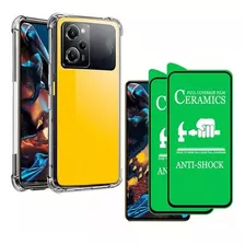 Capa + 2x Películas Ceramica 9d Para Xiaomi Poco X5 Pro 5g Cor Transparente