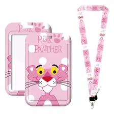 Porta Credencial Importada Pantera Rosa Con Lanyard