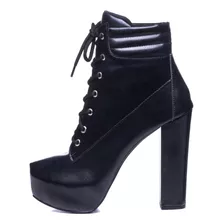 Bota Ankle Boot Salto Grosso Preta