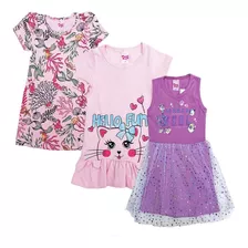 Roupa Infantil Kit 3 Vestido Colorido Algodão Menina Atacado