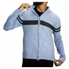 Jaqueta Básica Masculina Justa Tricot Pulôver Aberto Zíper