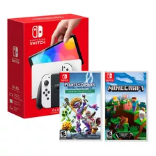 Nintendo Switch Oled Blanco + Pvz Battle + Minecraft