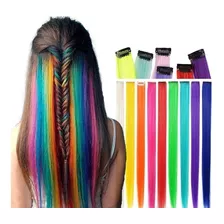 Extensiones Clip Mechas Cabello Colores Niñas X 8 Unidades