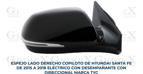 Espejo Santa Fe 2015-16-17-2018 Elec C/desemp C/direcc Ore Foto 10