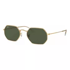 Anteojos De Sol Ray-ban I-shape Octagonal Legend Gold Large Con Marco De Metal Color Polished Gold, Lente Green De Cristal Clásica, Varilla Polished Gold De Metal - Rb3556