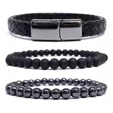 Kit De Pulseiras Masculinas Com Fecho Magnético