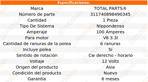 Alternador Sist. Nippondenso 100 Amps Rx330 V6 3.3l 04/06 Foto 4