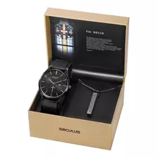 Relógio Seculus Masculino Ref: 20769gpskpa1 Black Pai Nosso