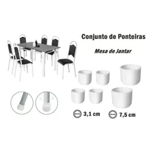 Kit Ponteira Protetora Pé De Mesa Tubular E Para 8 Cadeiras