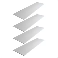 4 Prateleiras De Parede Tampo 120x40 Madeira Mdf Branco