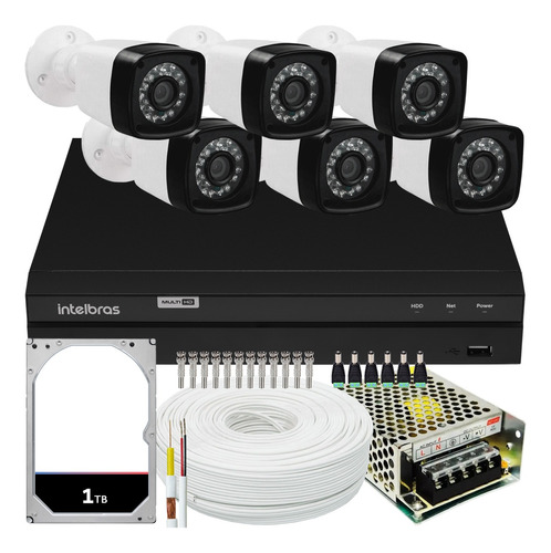 Kit 6 Cameras Seguranca 2 Mp Full Hd Dvr Intelbras 1108 1 Tb